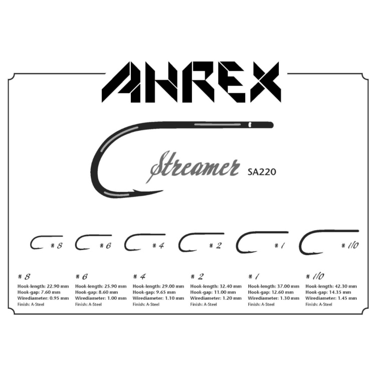 Ahrex Sa220 Sa Streamer #6 Trout Fly Tying Hooks Stainless Steel Straight Eye Streamer Hook